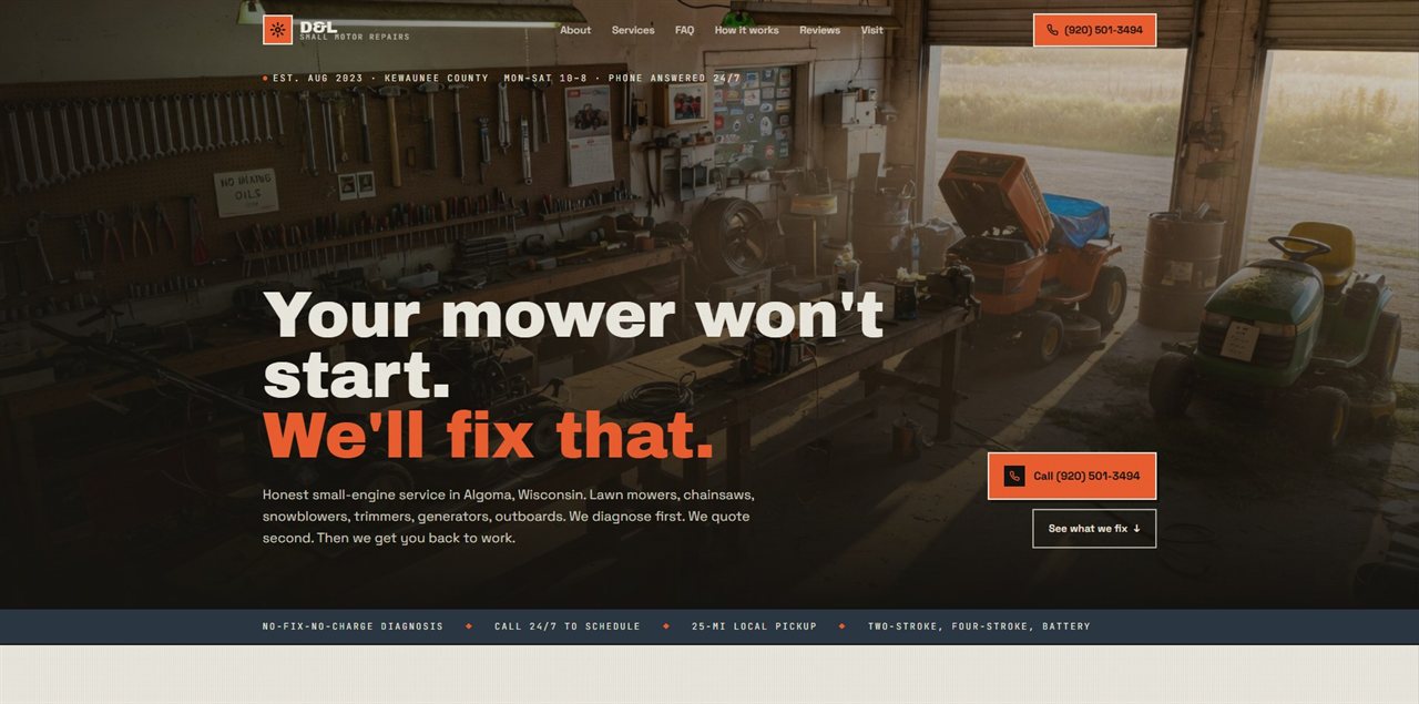 D&L Small Motor Repairs website by Keyway